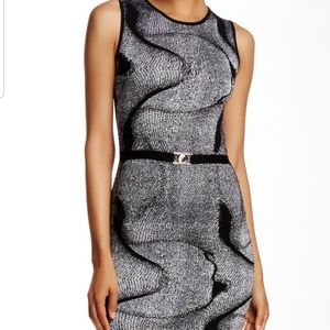 Versace Belted Knit Dress Silver Black Snakeskin